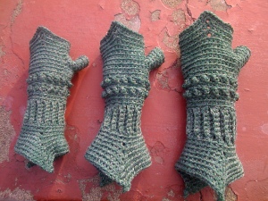 A picture of crocheted gauntlets