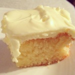 A picture of a slice of lemon cake